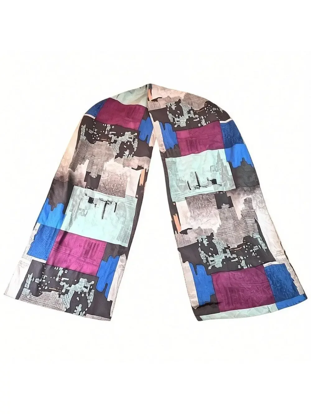 New York City Silk Patchwork Scarf